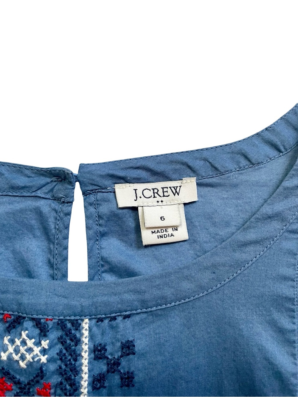 J.Crew Embroidered Tie-Sleeve Peplum Top Size 6 - Picture 3 of 5